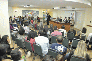 O Presidente do CRC/MS, Contador Ruberlei Bulgarelli, durante a palestra. 