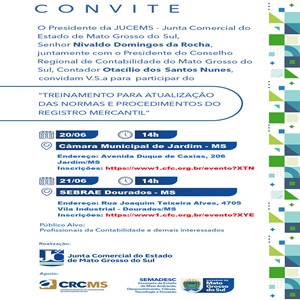20 e 21/06: Jardim e Dourados – Treinamento para Atualização das Normas e Procedimentos do Registro Mercantil. Participe!