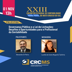 01/11, 13h: Palestra “Governança Publica e a Lei de Licitações: Desafios e Oportunidades para o Profissional da Contabilidade”. Participe!