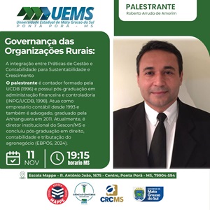 Ponta Porã: 11/11, 19h15: Palestra “Governança das Organizações Rurais” Inscrições Gratuitas.