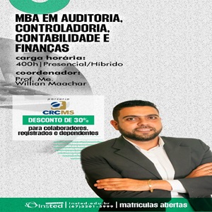 MBA em Auditoria, Controladoria, Contabilidade e Finanças com 30% de Desconto para Profissionais Contábeis. Inscrições Abertas!