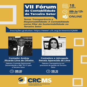 18/06, Das 8h às 12h(MS), Online: VII Fórum de Contabilidade do Terceiro Setor. Participe!