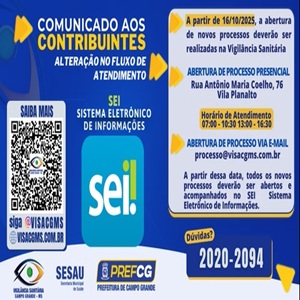 Vigilância Sanitária de Campo Grande Comunica Alteração no Fluxo de Atendimento