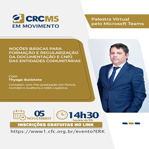 Hoje, 05/11, às 14h: Palestra “Noções Básicas para Formação e Regularização da Documentação e CNPJ das Entidades Comunitárias”