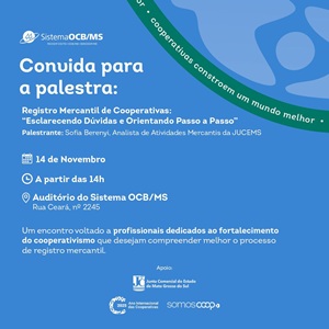 Hoje, 14/11, às 14h – Palestra “Registro Mercantil de Cooperativas: Esclarecendo Dúvidas e Orientando Passo a Passo”