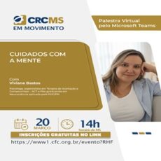 20/03, às 14h(MS): Palestra “Cuidados com a Mente”. Inscrições Gratuitas!