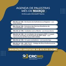 Agenda de Palestras OnLine do “CRC em Movimento” para Março/2026. Inscrições Gratuitas!