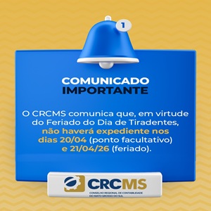 Comunicado: Não Haverá Expediente no CRCMS Dias 20 e 21/04