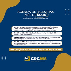 Inscrições Abertas para as Palestras On-Line Programadas para Maio/2026. Inscreva-se!