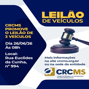 26/06: 8h: Haverá Leilão de Veículos no CRCMS. Aproveitem!