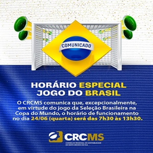 Comunicado: Dia 24/06, Expediente do CRCMS Será das 7h30 às 13h30