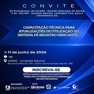 Naviraí: 11/06, 14h – Capacitação Técnica para Atualizações de Utilização do Sistema de Registro Mercantil