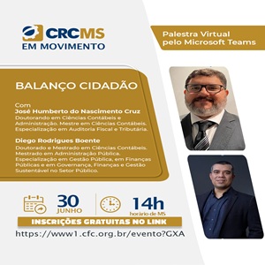 30/06, às 14h(MS): Palestra “Balanço Cidadão”. Inscrições Abertas!