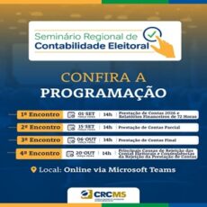 01 e 15/09, 06 e 20/10 – Seminário Online de Contabilidade Eleitoral. Salve as Datas!