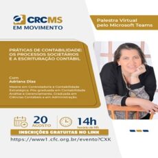 20/08, às 14h(MS): Palestra “Práticas de Contabilidade: Os Processos Societários e a Escrituração Contábil”. Participe!