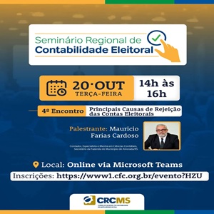 Hoje, 20/10, às 14h20 – Seminário de Contabilidade Eleitoral: Rejeição das Contas Eleitorais e Consequências da Rejeição da Prestação de Contas